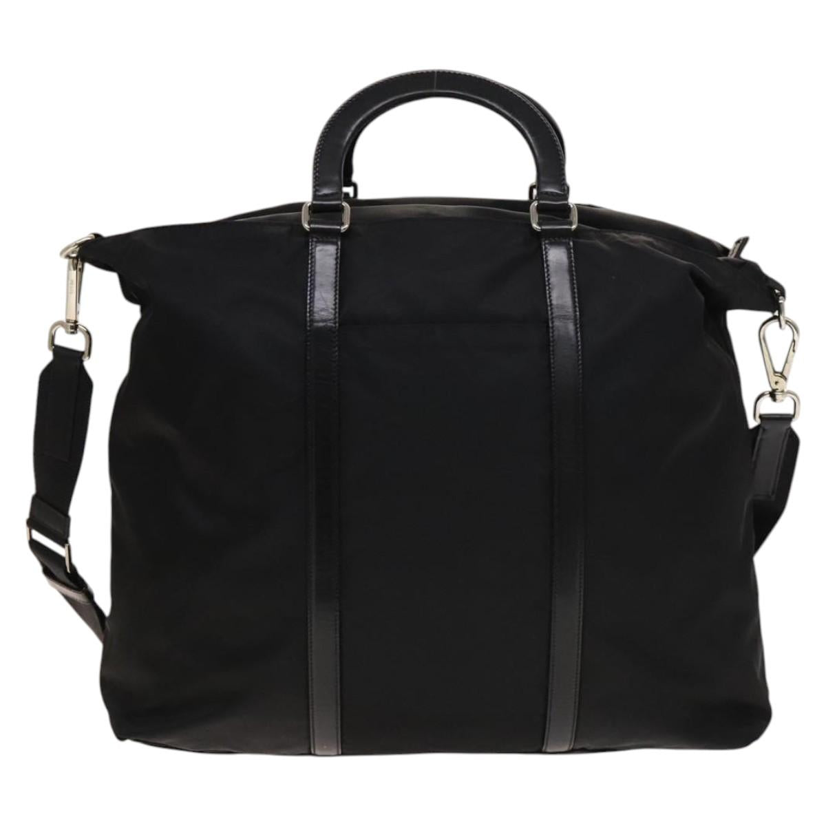 PRADA Hand Bag Nylon Black Silver Auth SW1455