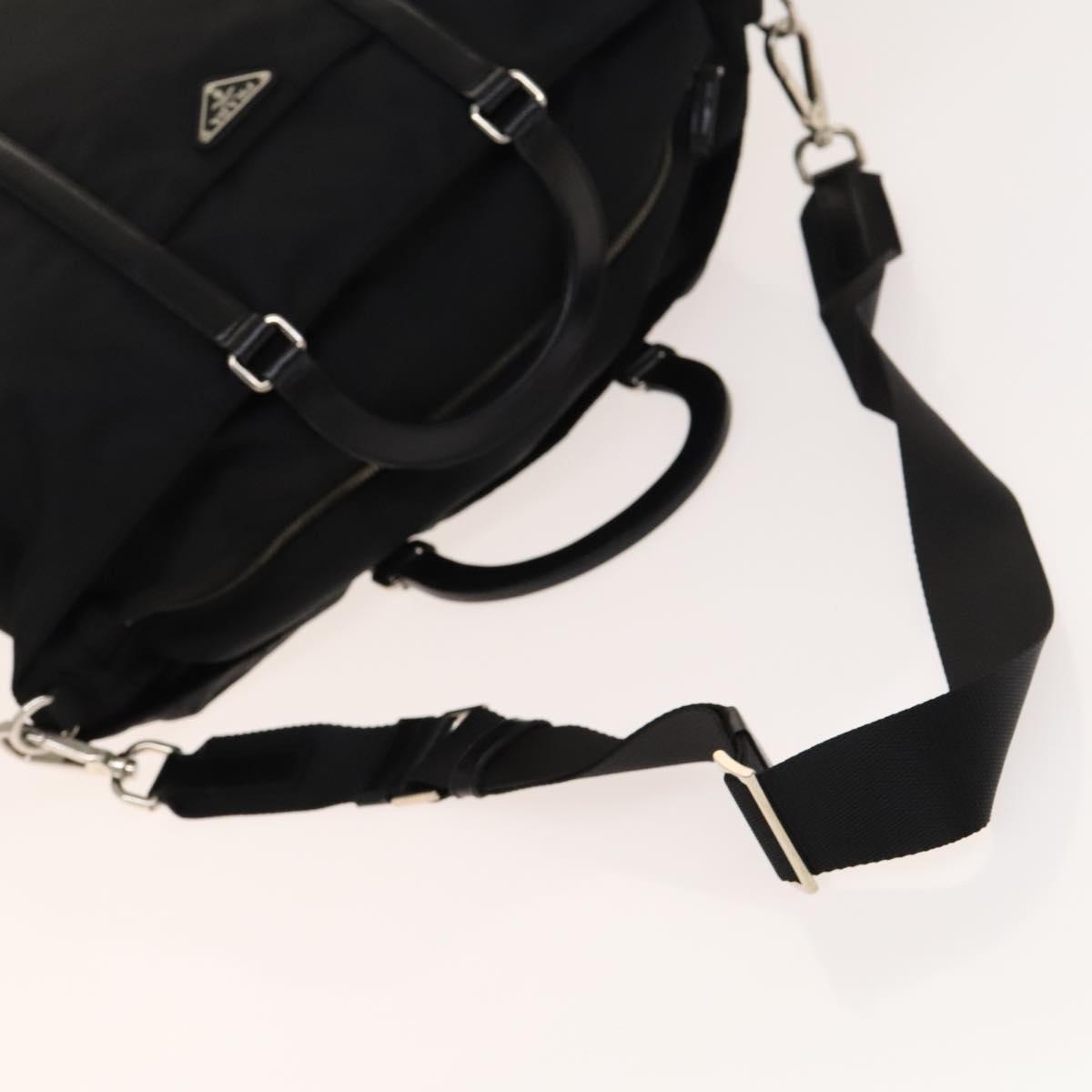 PRADA Hand Bag Nylon Black Silver Auth SW1455