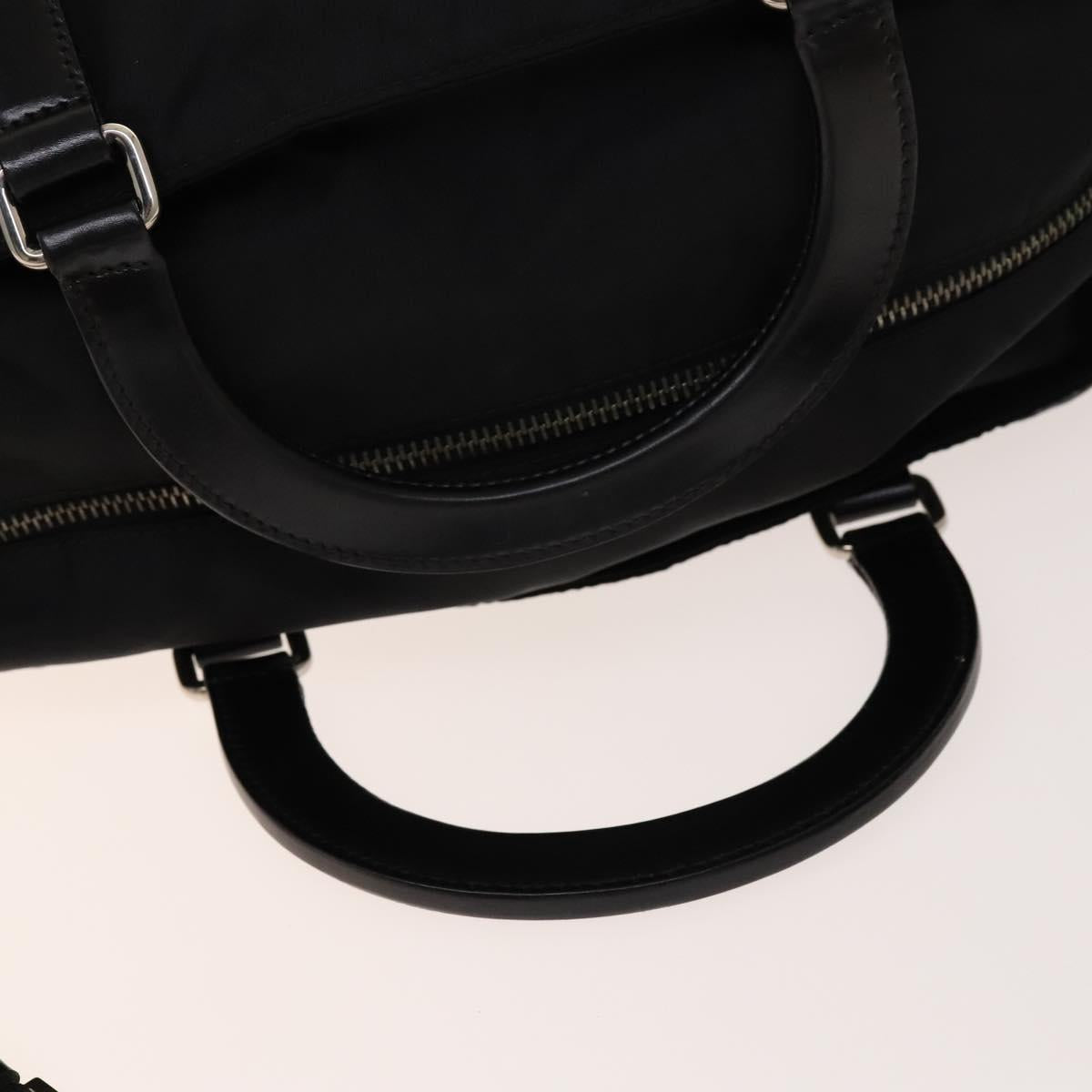 PRADA Hand Bag Nylon Black Silver Auth SW1455