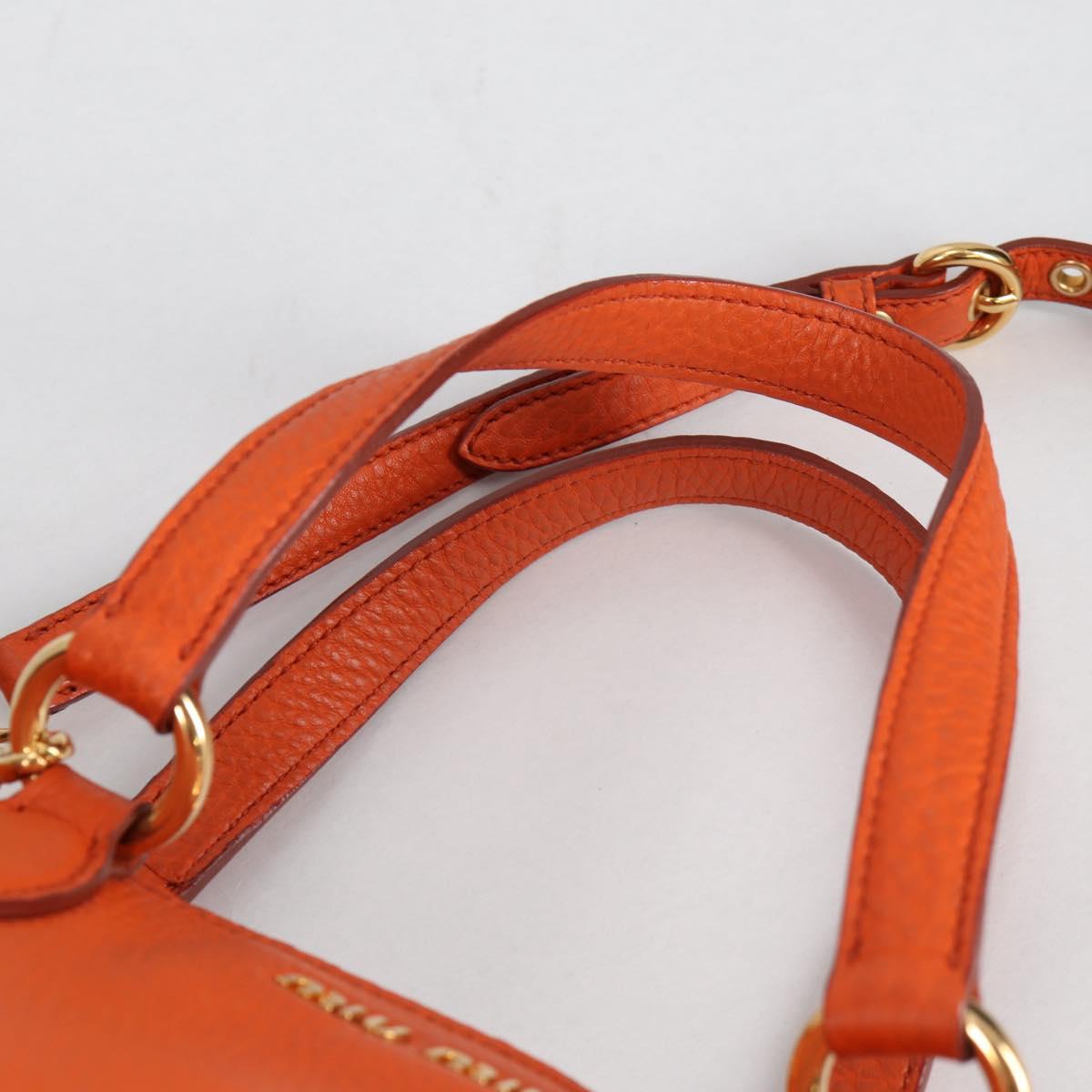 Miu Miu Hand Bag Leather 2way Orange Gold Auth SW1456V