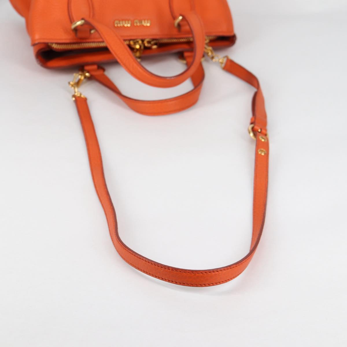 Miu Miu Hand Bag Leather 2way Orange Gold Auth SW1456V