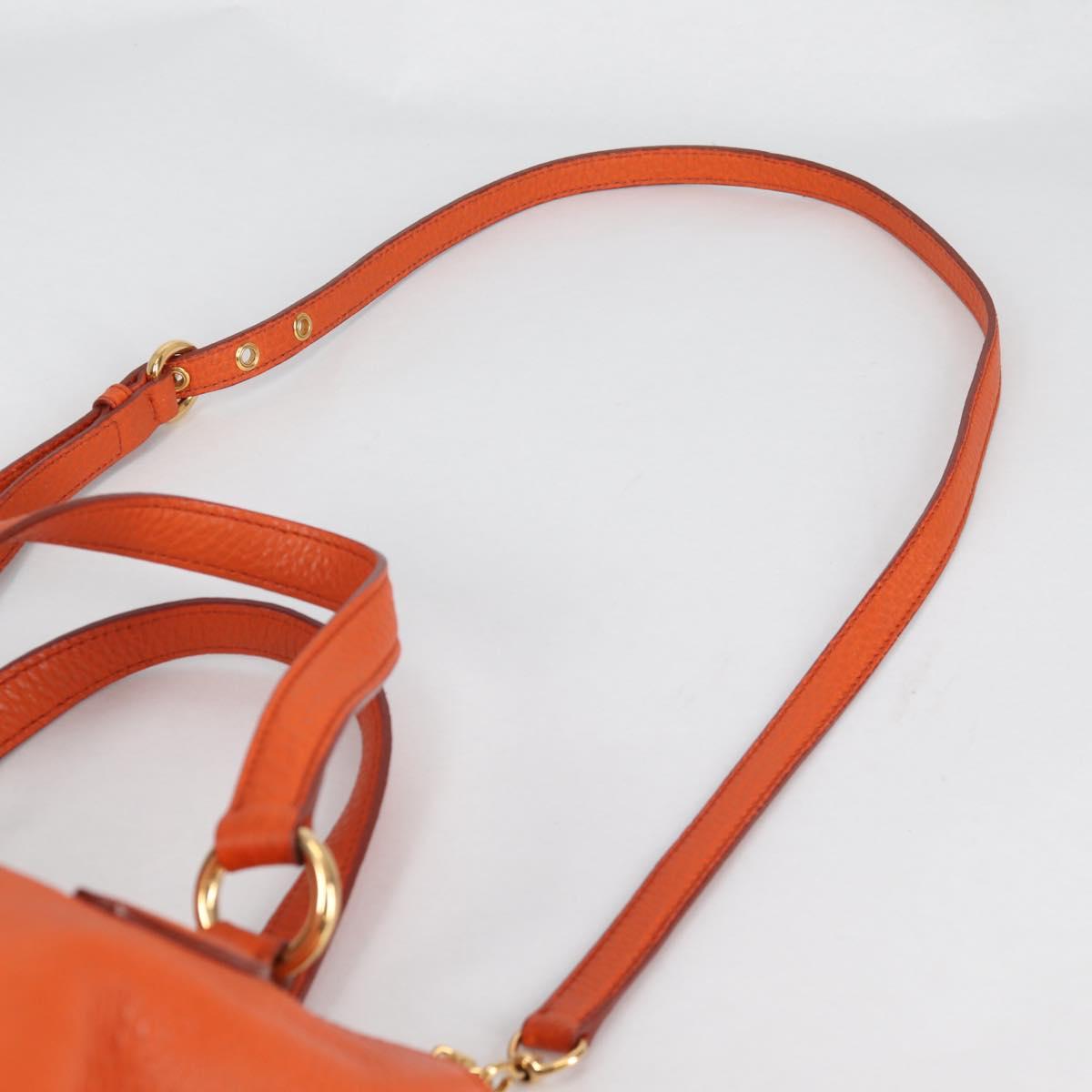 Miu Miu Hand Bag Leather 2way Orange Gold Auth SW1456V