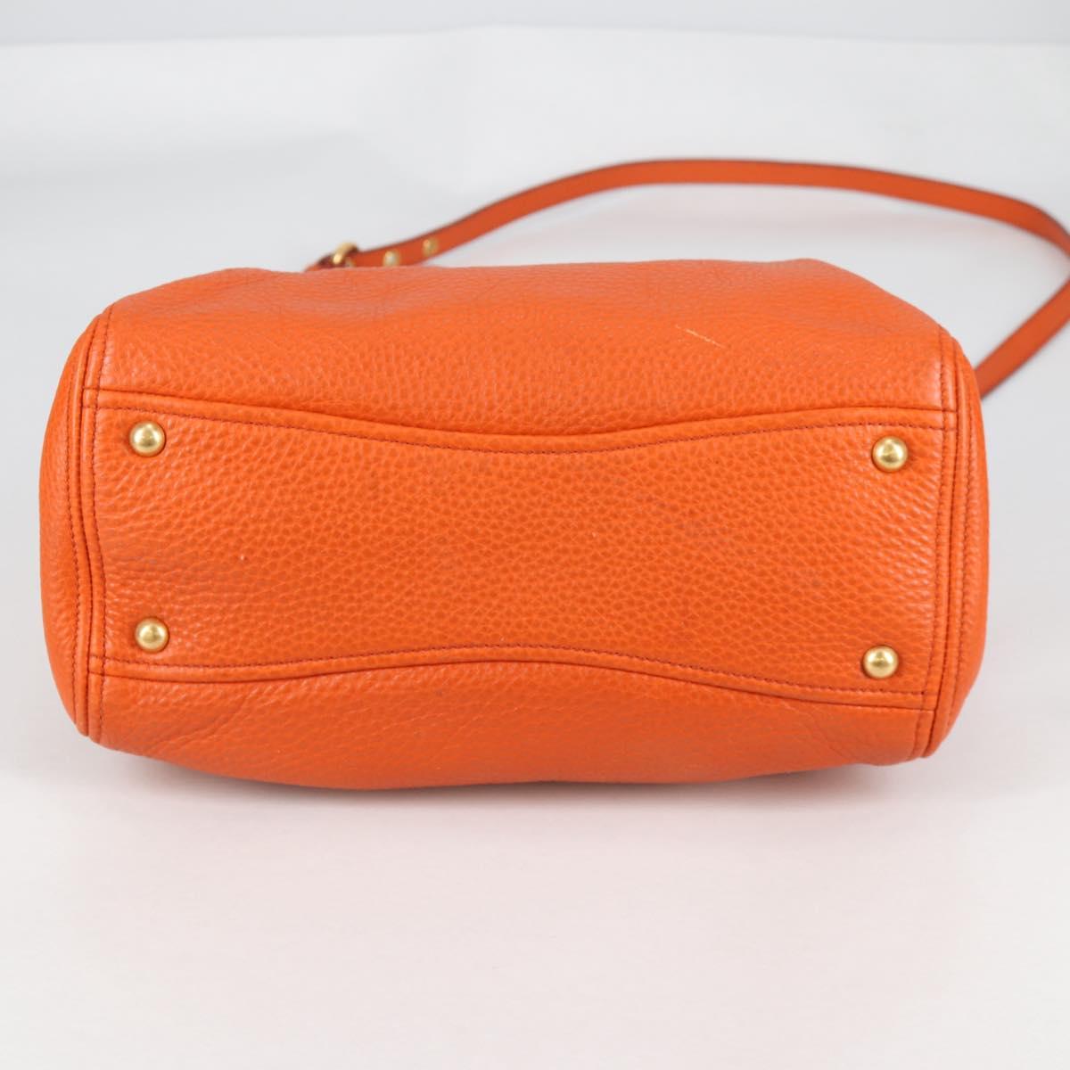 Miu Miu Hand Bag Leather 2way Orange Gold Auth SW1456V