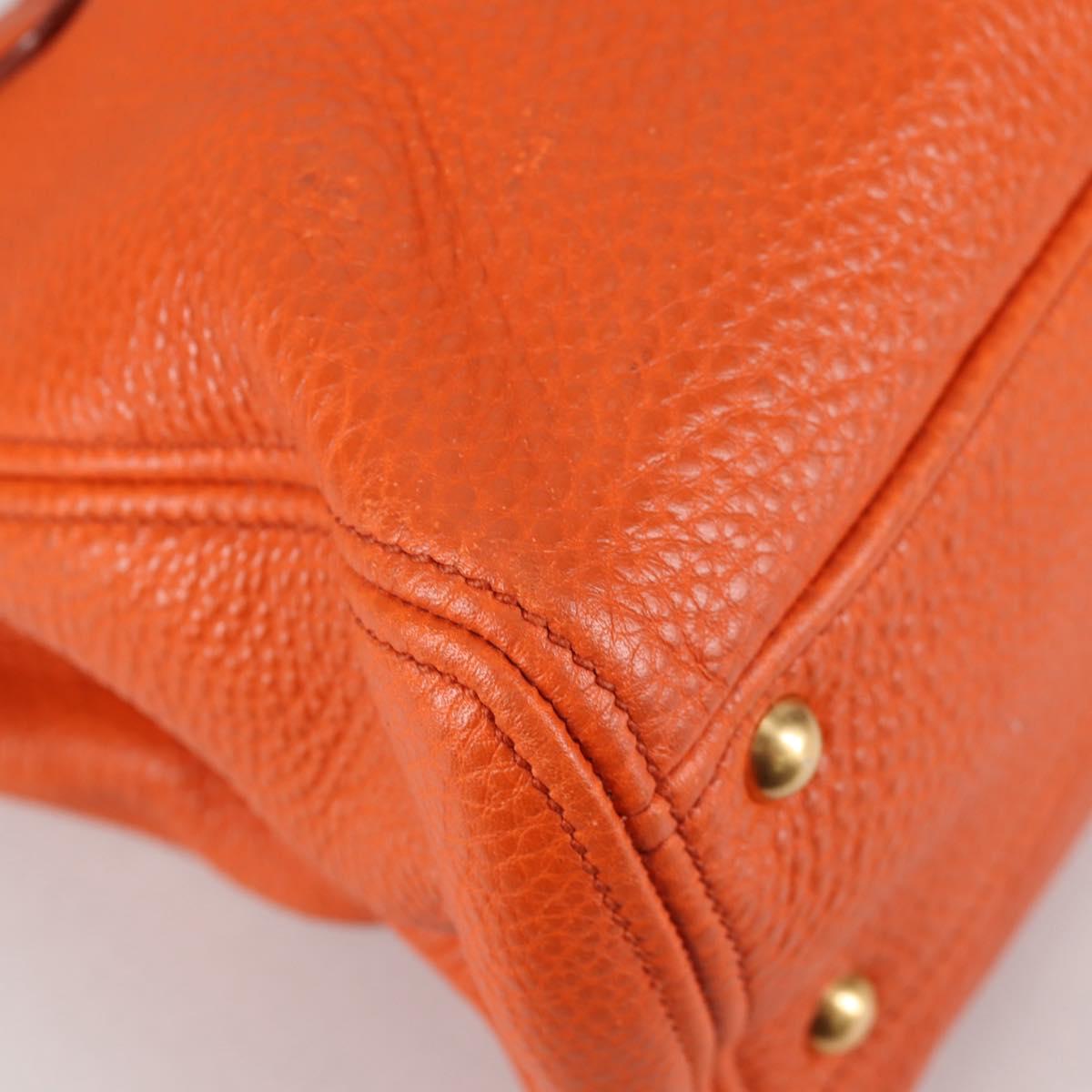 Miu Miu Hand Bag Leather 2way Orange Gold Auth SW1456V
