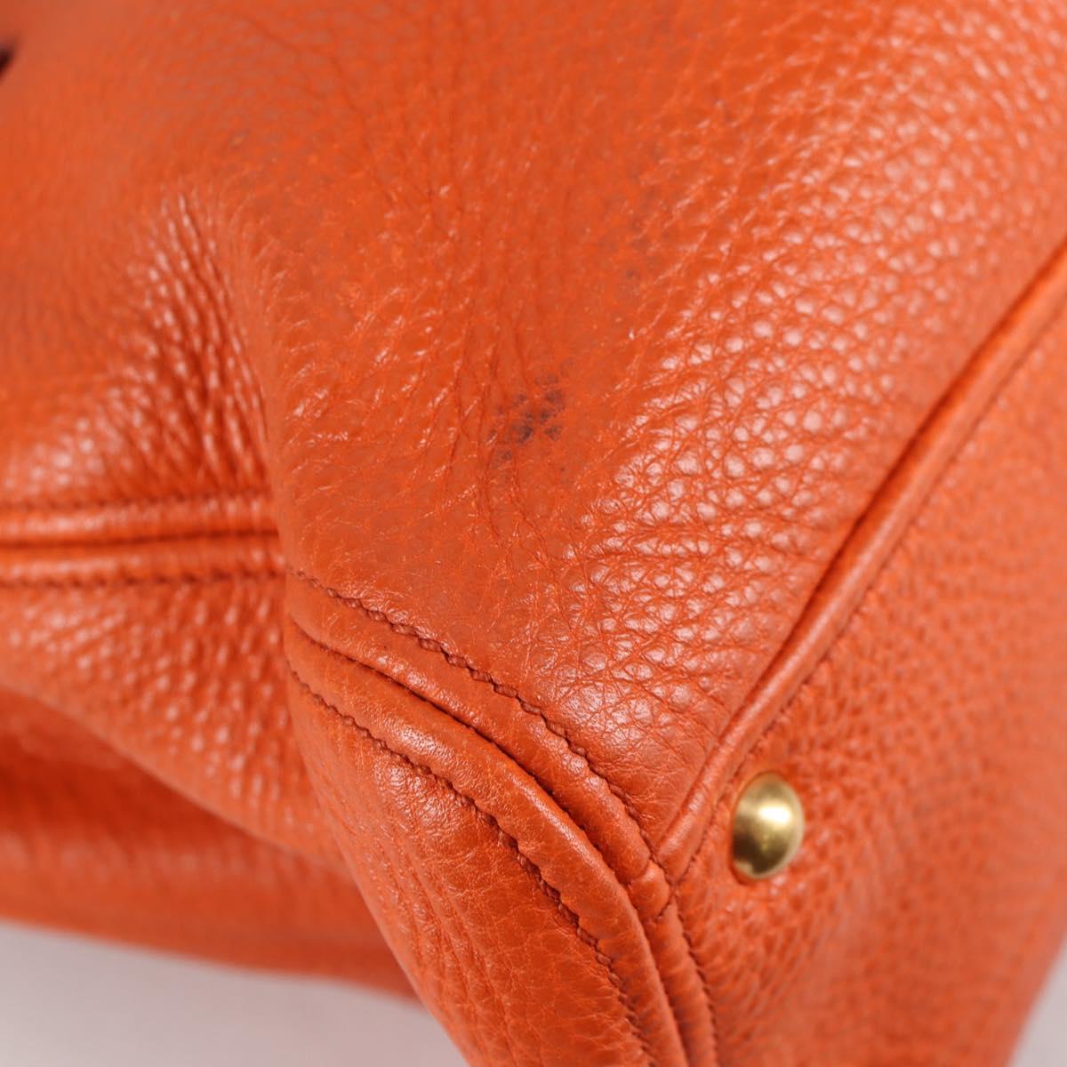 Miu Miu Hand Bag Leather 2way Orange Gold Auth SW1456V