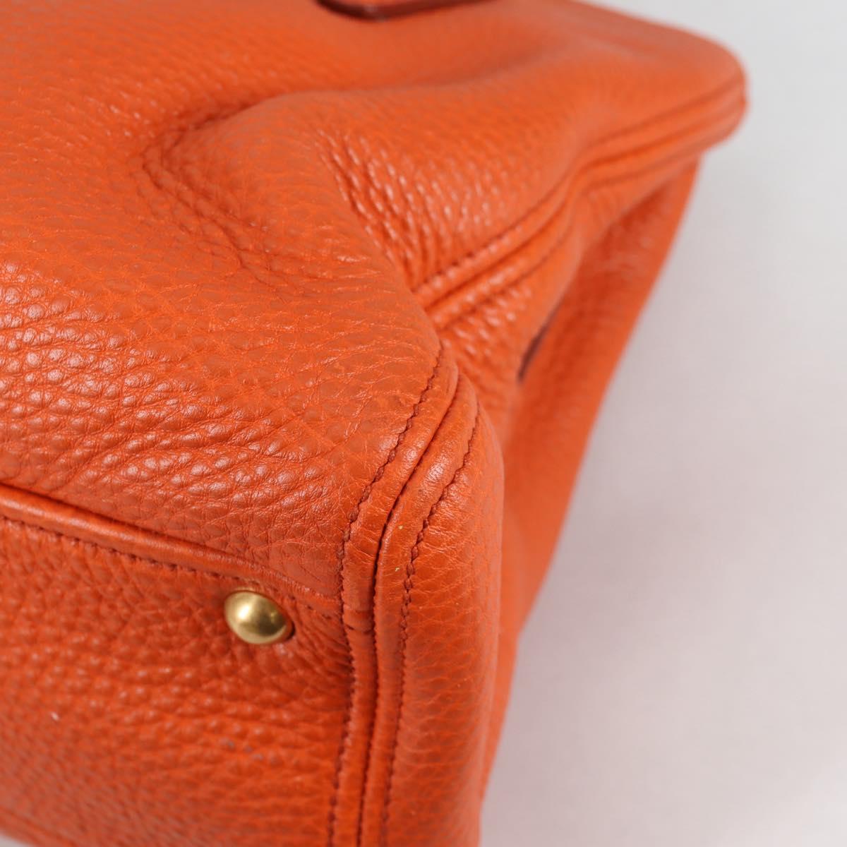 Miu Miu Hand Bag Leather 2way Orange Gold Auth SW1456V