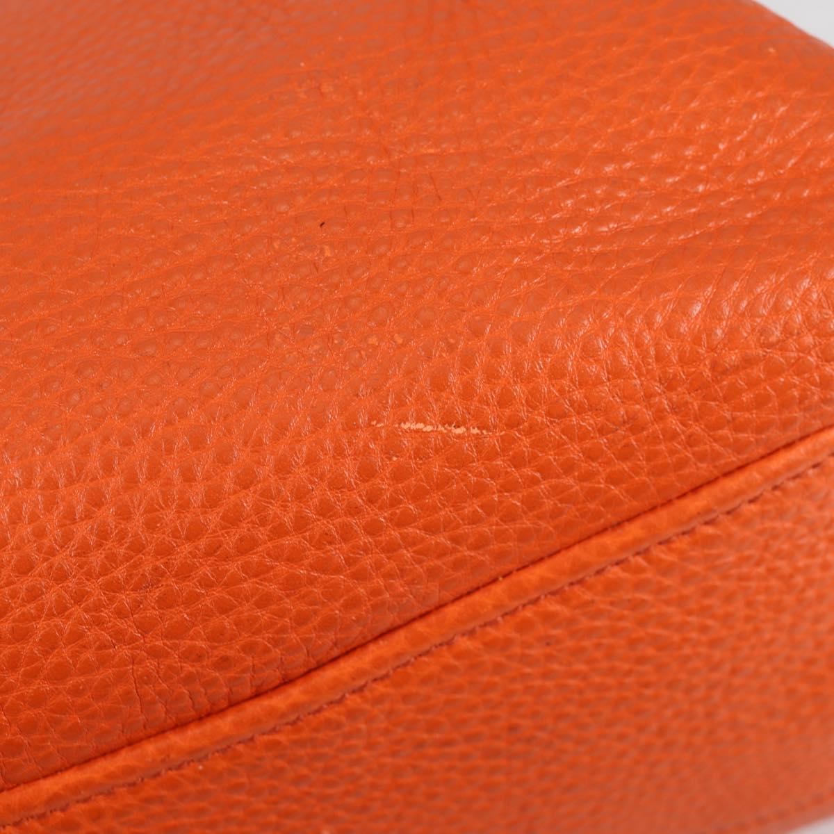 Miu Miu Hand Bag Leather 2way Orange Gold Auth SW1456V