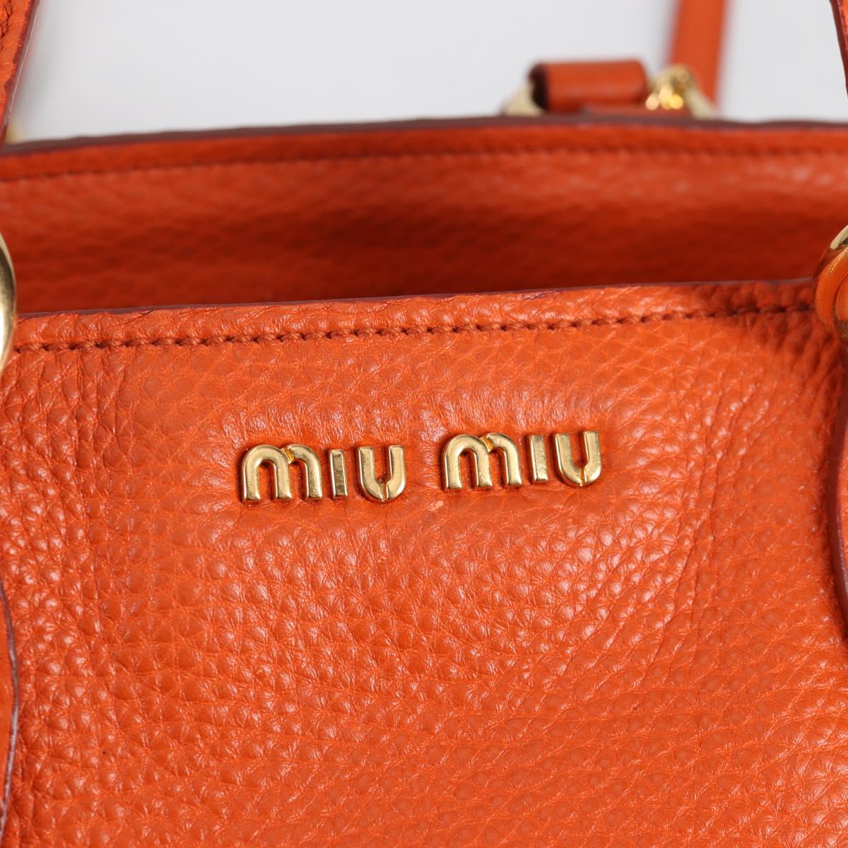 Miu Miu Hand Bag Leather 2way Orange Gold Auth SW1456V