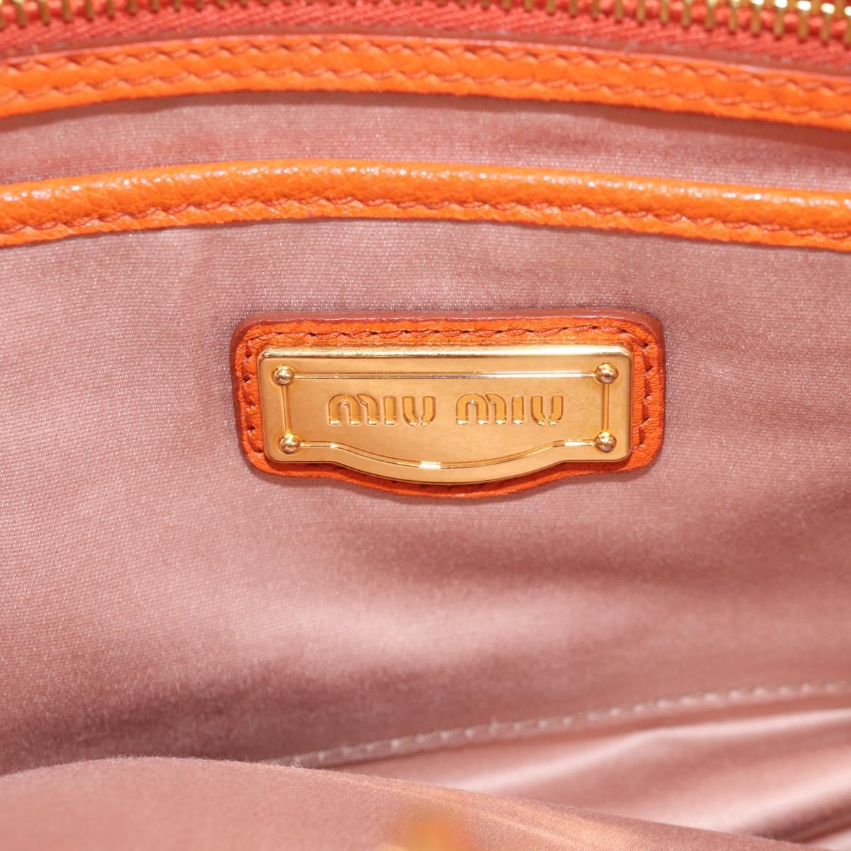 Miu Miu Hand Bag Leather 2way Orange Gold Auth SW1456V