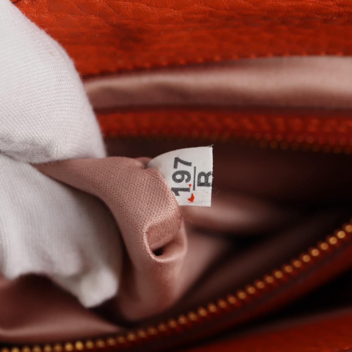 Miu Miu Hand Bag Leather 2way Orange Gold Auth SW1456V