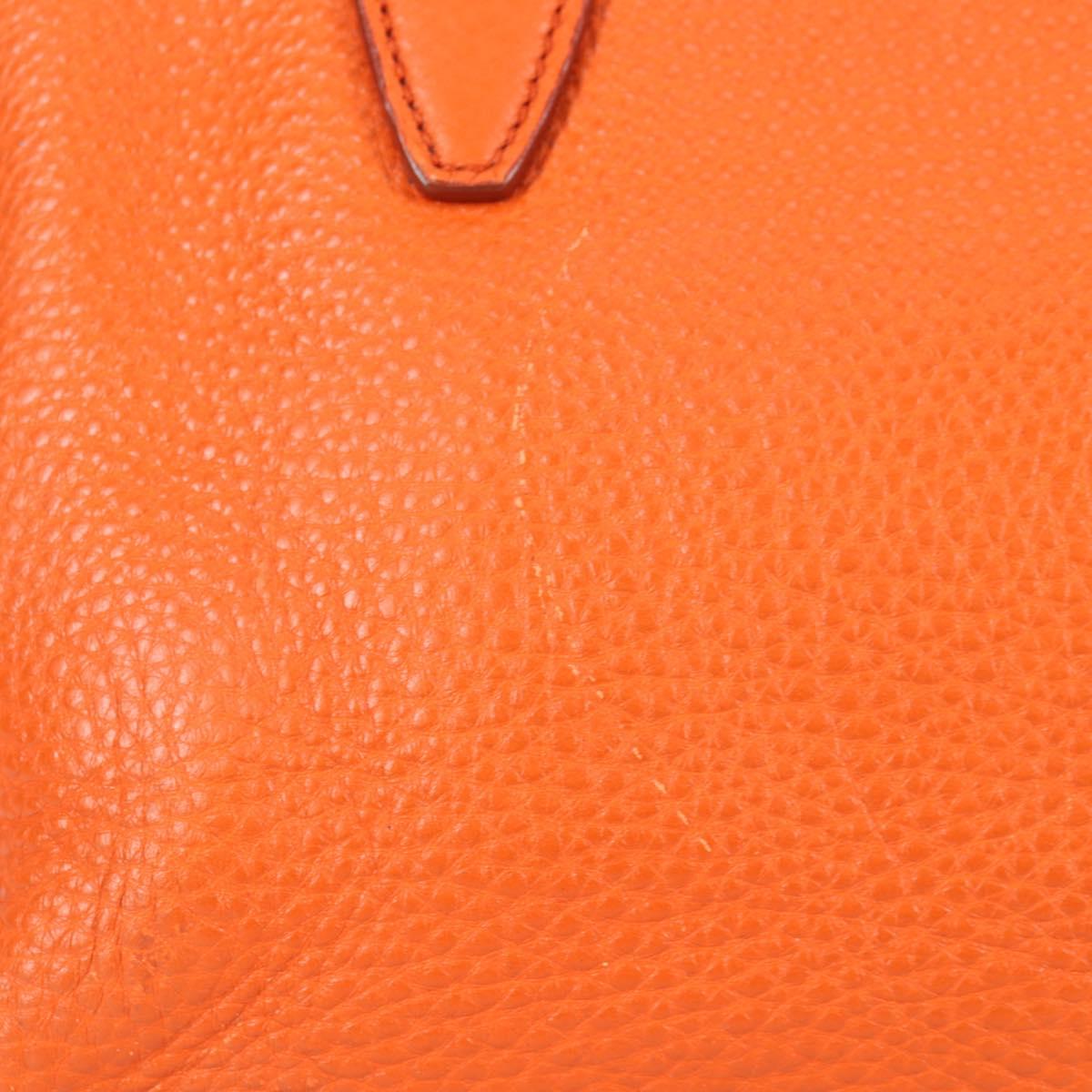 Miu Miu Hand Bag Leather 2way Orange Gold Auth SW1456V