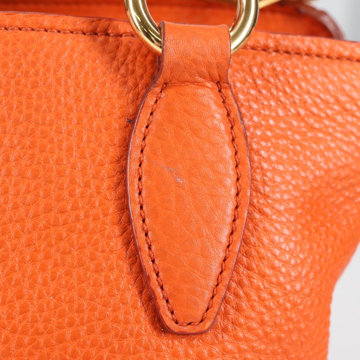 Miu Miu Hand Bag Leather 2way Orange Gold Auth SW1456V