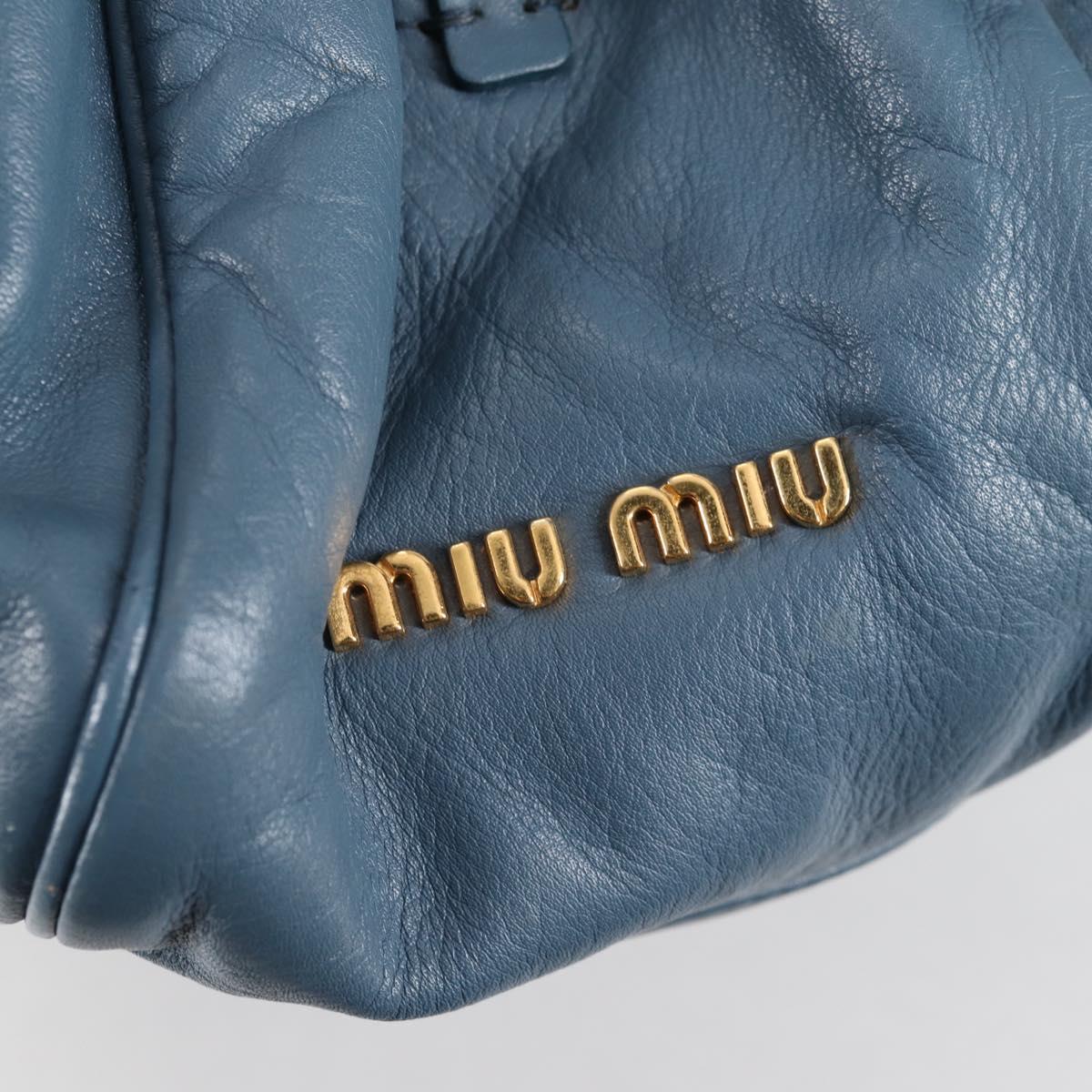 Miu Miu Hand Bag Leather 2way Blue Gold Auth SW1457V