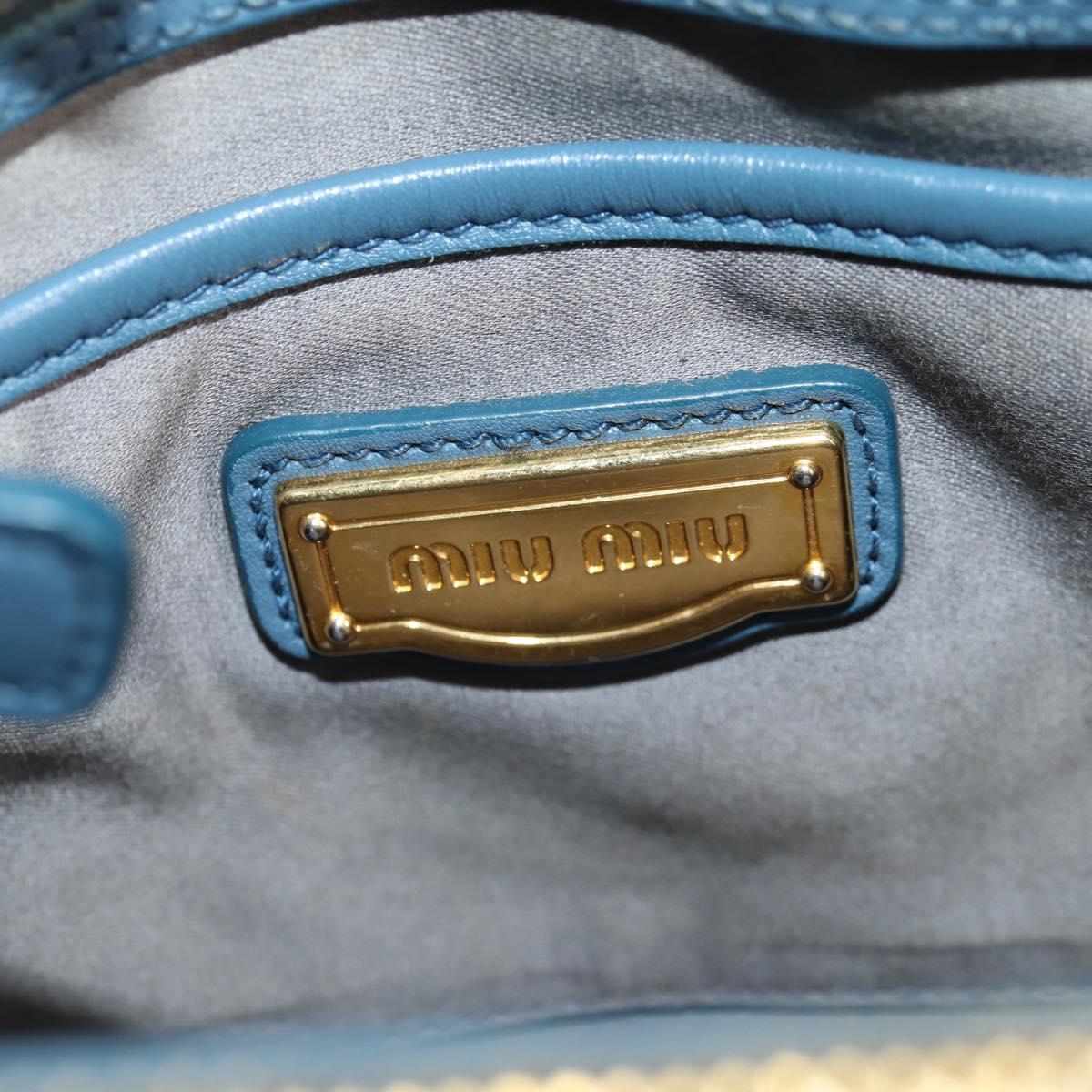 Miu Miu Hand Bag Leather 2way Blue Gold Auth SW1457V
