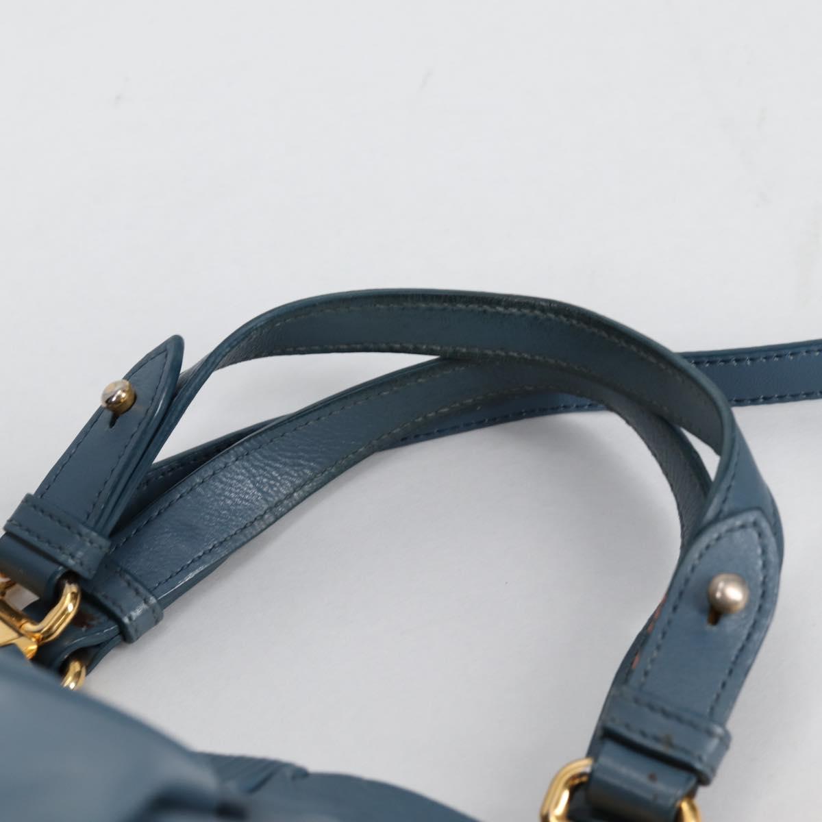 Miu Miu Hand Bag Leather 2way Blue Gold Auth SW1457V
