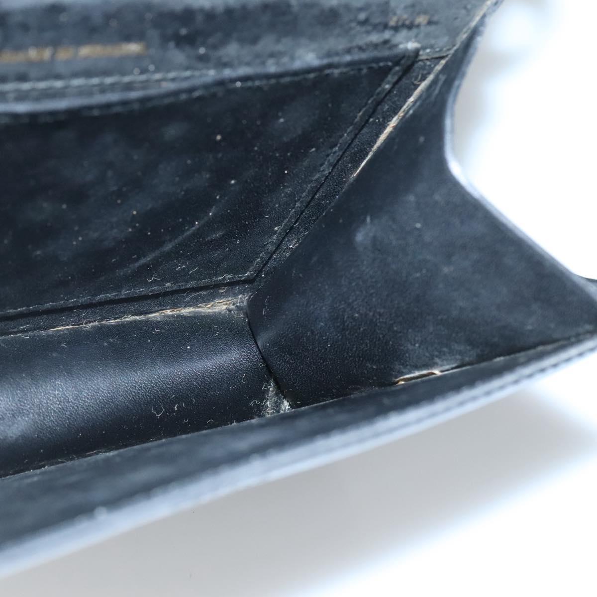 CELINE Shoulder Bag Enamel Black Gold Auth SW1458