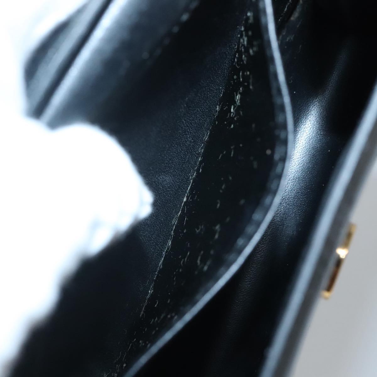 CELINE Shoulder Bag Enamel Black Gold Auth SW1458