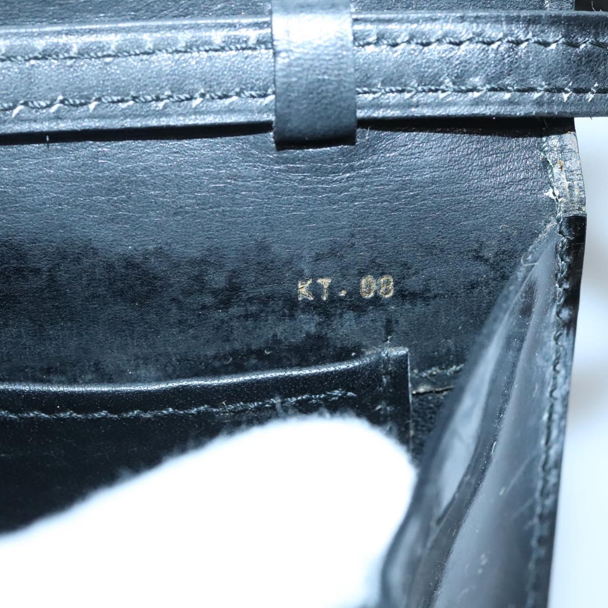 CELINE Shoulder Bag Enamel Black Gold Auth SW1458