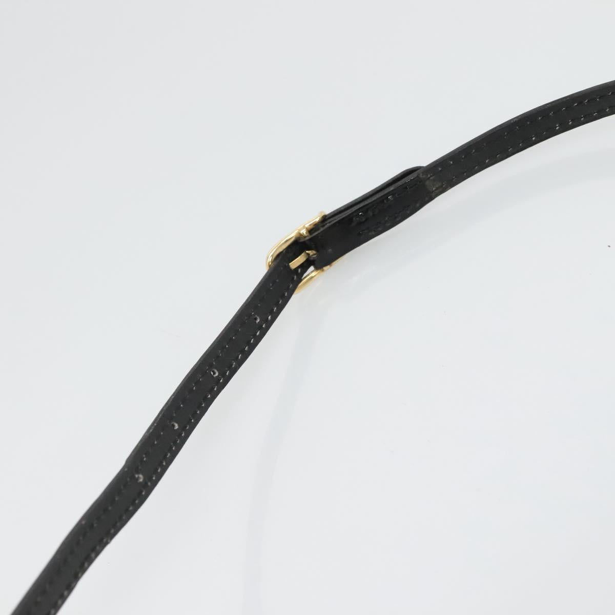 CELINE Shoulder Bag Enamel Black Gold Auth SW1458