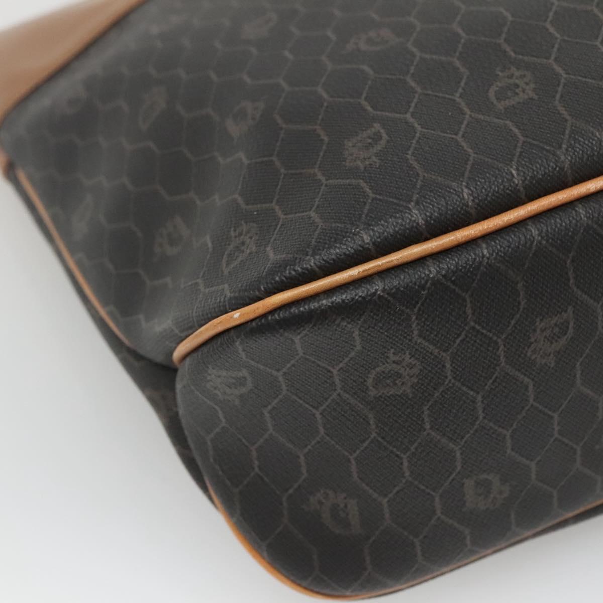 Christian Dior Honeycomb Canvas Tote Bag PVC Black Gold Auth SW1460