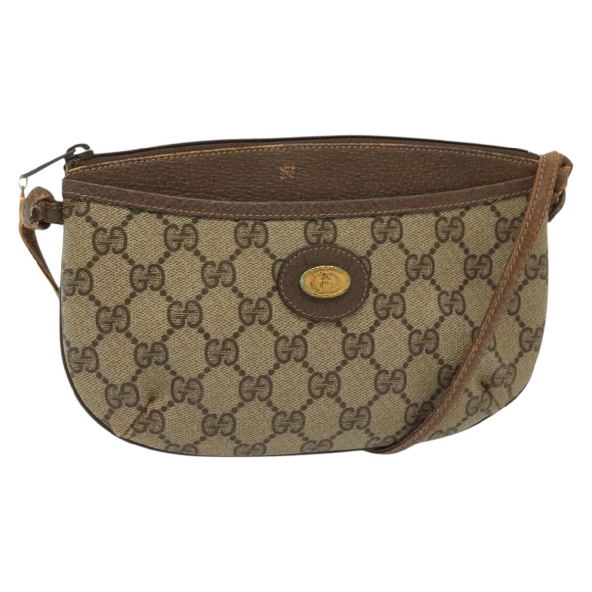 GUCCI GG Supreme Shoulder Bag PVC Beige Gold 904 02 020 Auth SW1461