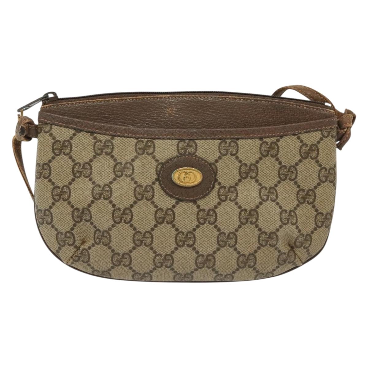 GUCCI GG Supreme Shoulder Bag PVC Beige Gold 904 02 020 Auth SW1461