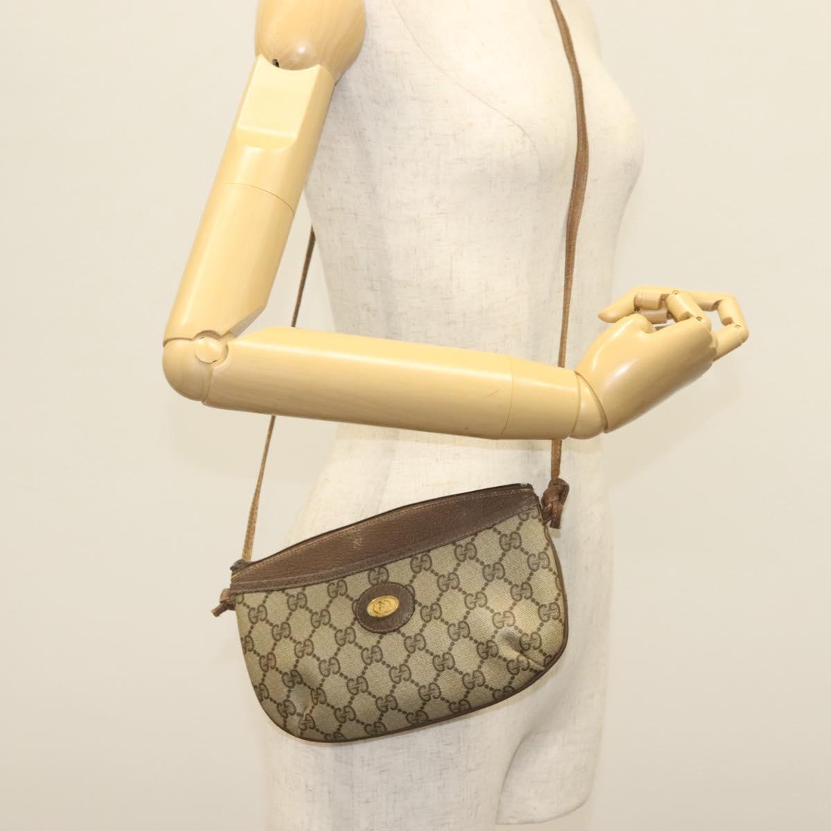 GUCCI GG Supreme Shoulder Bag PVC Beige Gold 904 02 020 Auth SW1461
