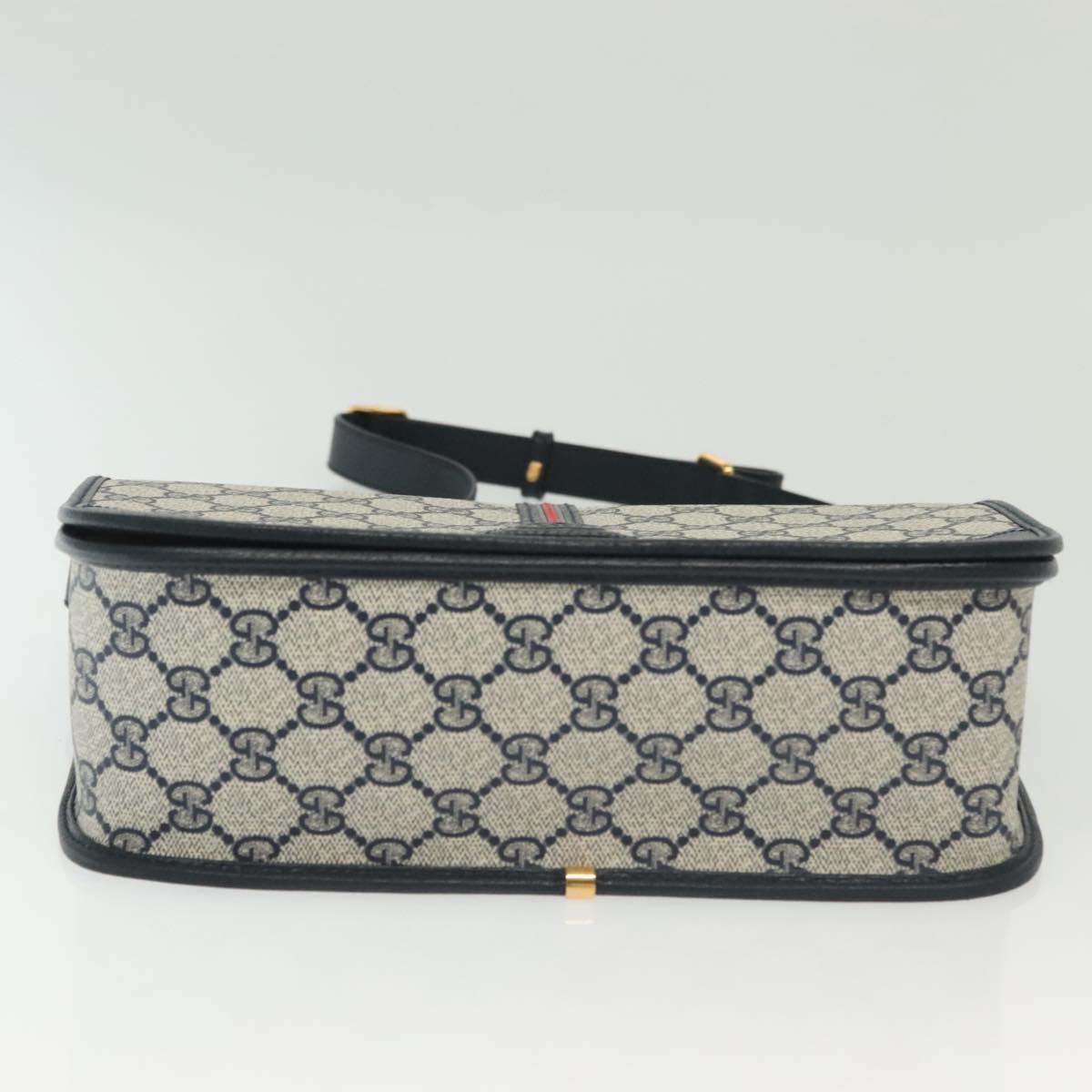 GUCCI GG Supreme Sherry Line Shoulder Bag PVC Navy Gold 001 113 0551 Auth SW1462