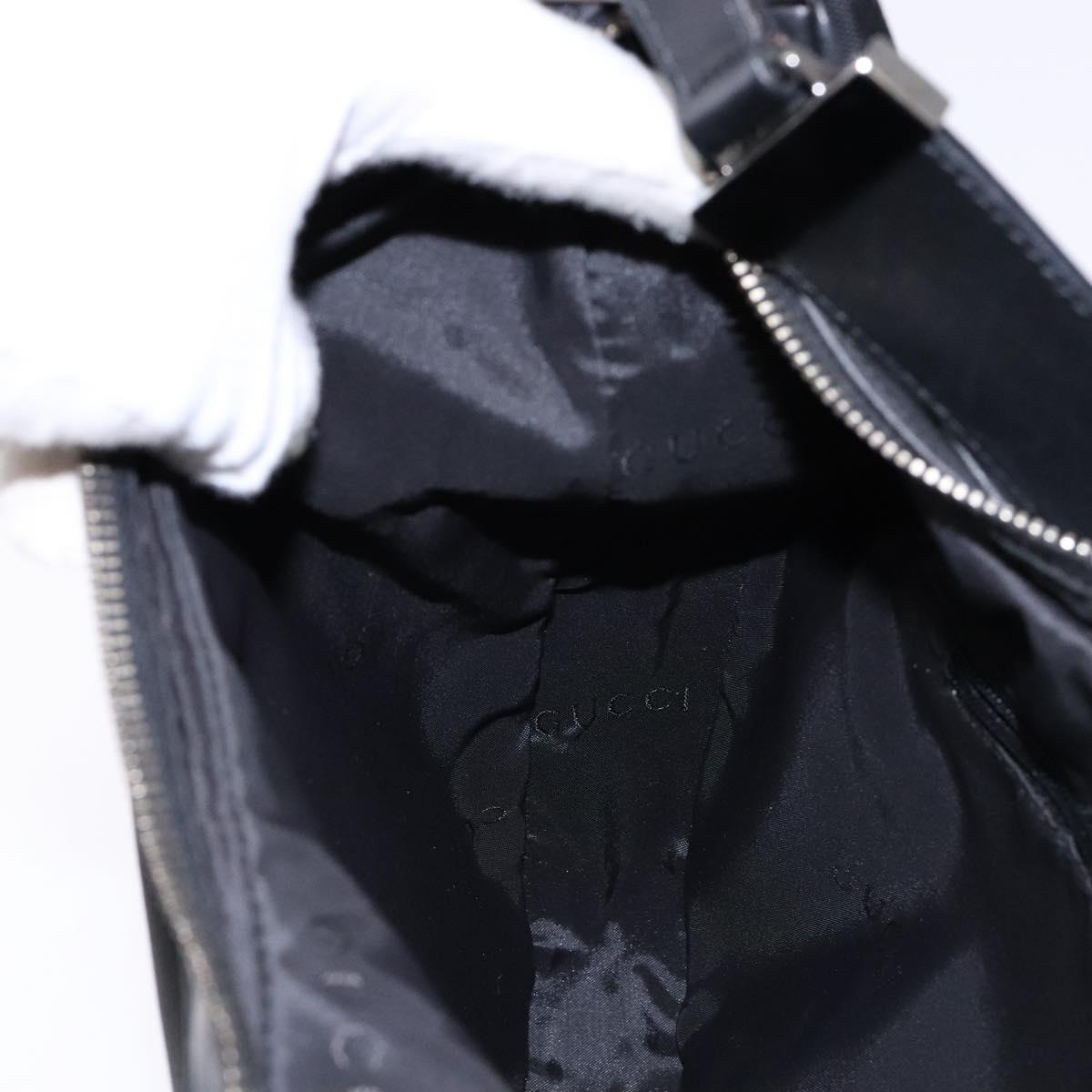 GUCCI Shoulder Bag Nylon Leather Black Silver 001 3315 Auth SW1469