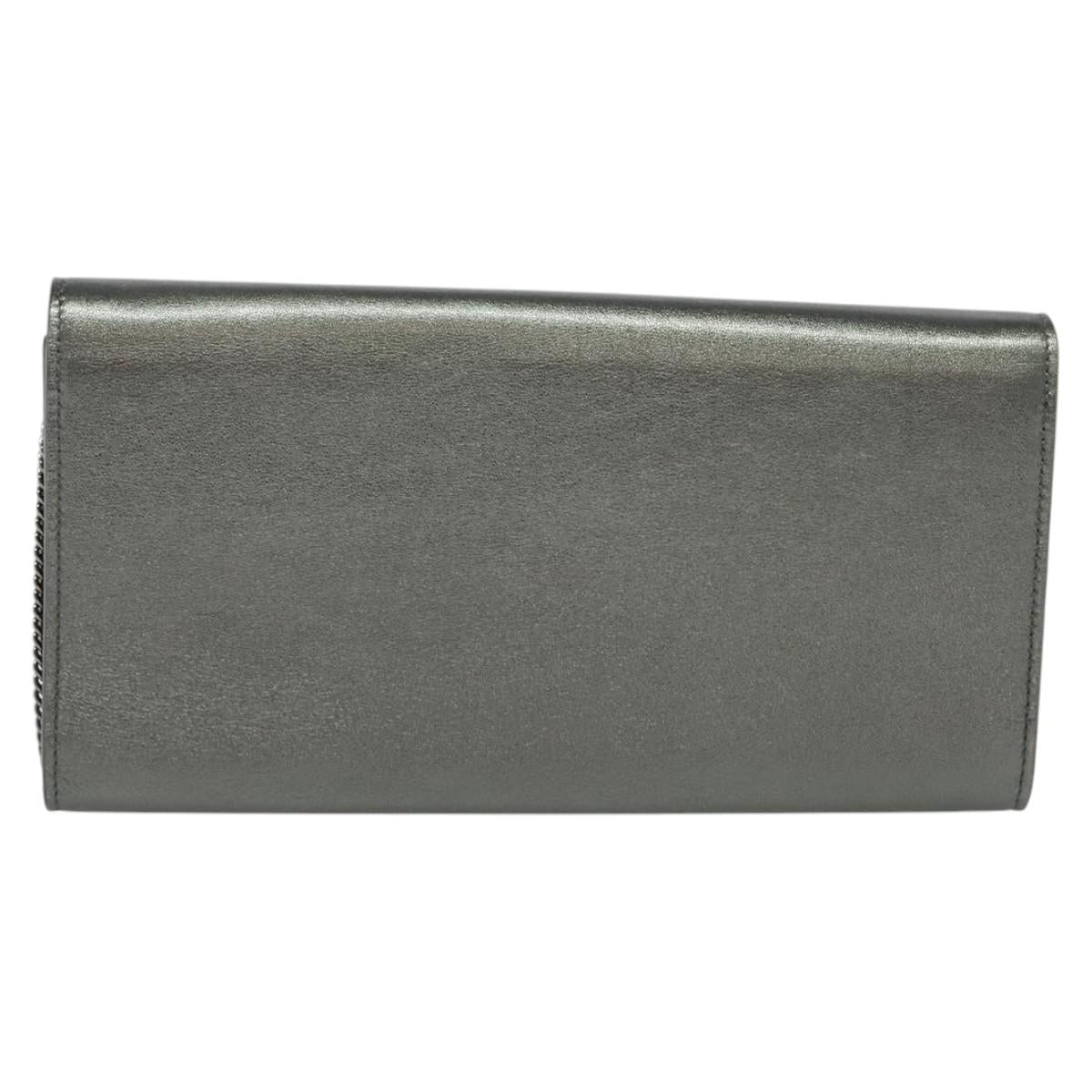 Jimmy Choo Chain Shoulder Bag Leather Silver Auth sw147