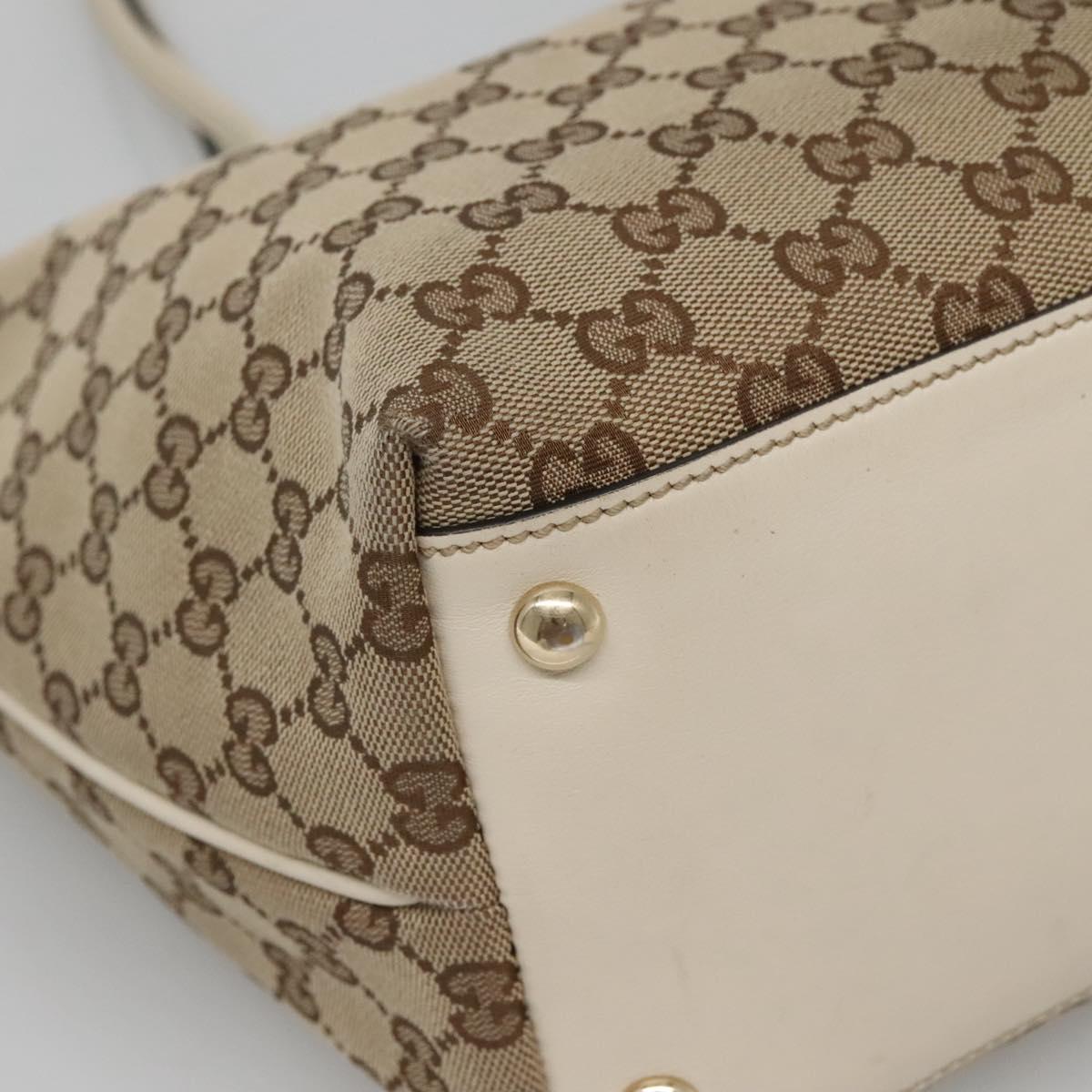 GUCCI GG Canvas Tote Bag Beige Gold 169946 Auth SW1470