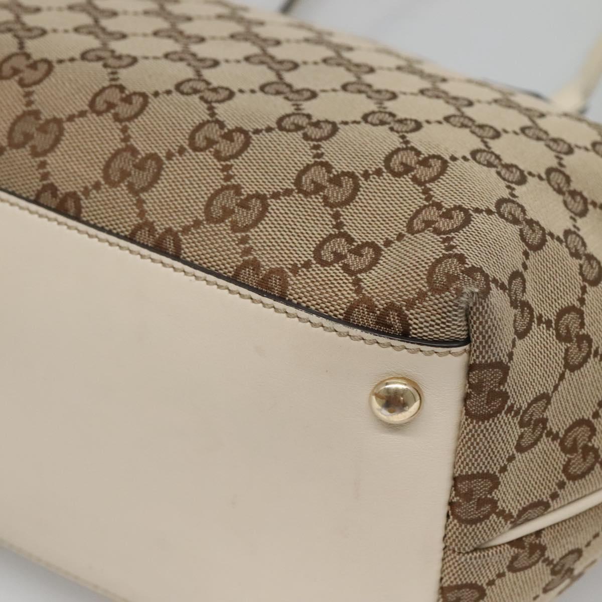 GUCCI GG Canvas Tote Bag Beige Gold 169946 Auth SW1470