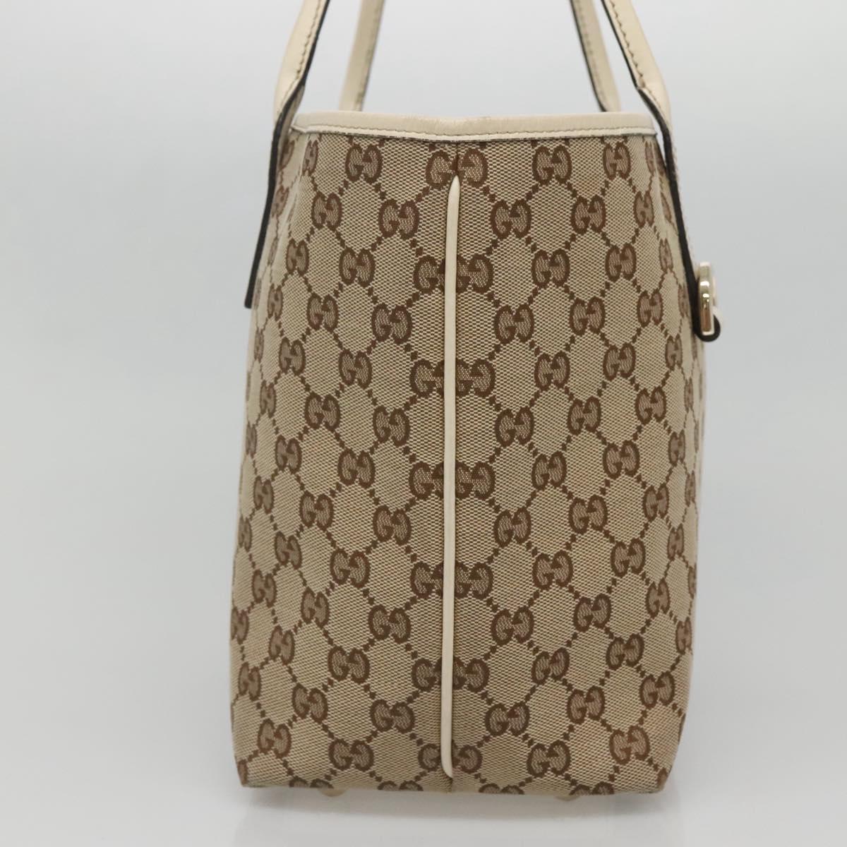 GUCCI GG Canvas Tote Bag Beige Gold 169946 Auth SW1470