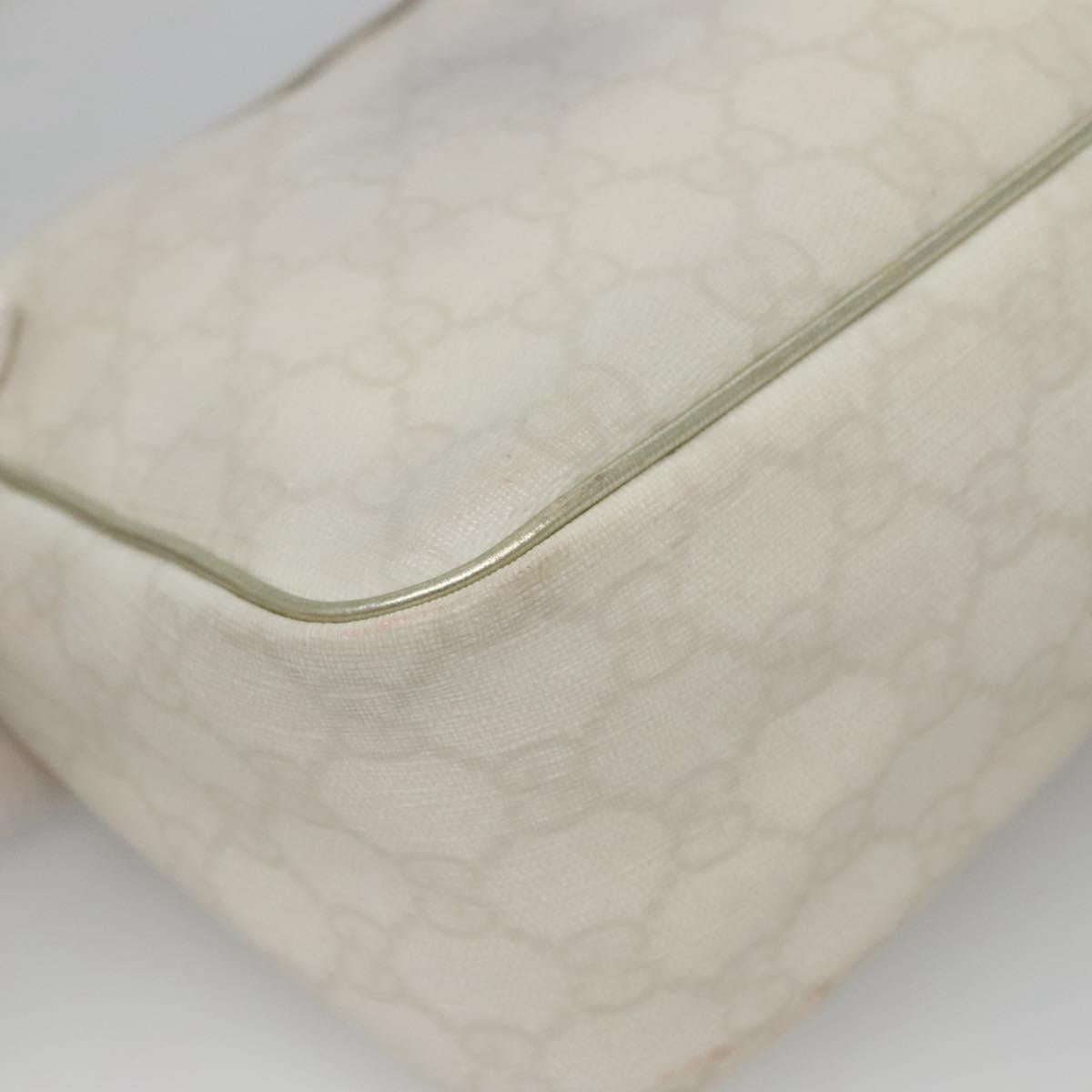 GUCCI GG Supreme Shoulder Bag PVC White Gold 190258 Auth SW1471