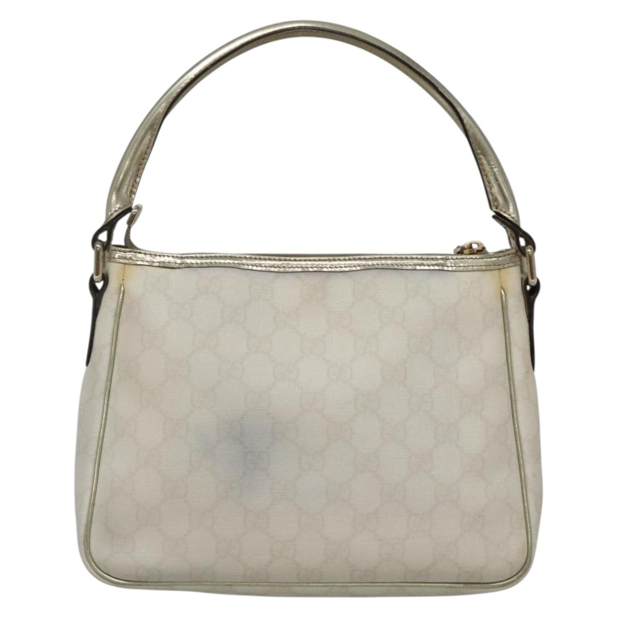 GUCCI GG Supreme Shoulder Bag PVC White Gold 190258 Auth SW1471