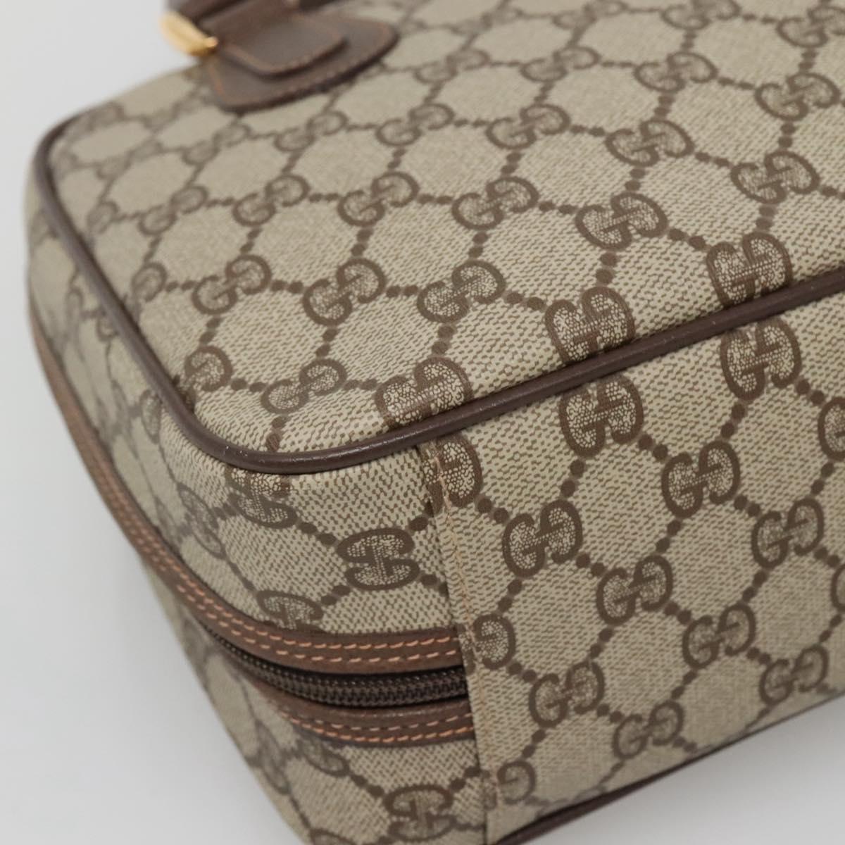 GUCCI GG Supreme Hand Bag PVC Beige Gold 000 58 6090 Auth SW1472