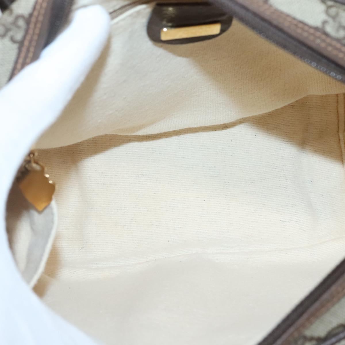 GUCCI GG Supreme Hand Bag PVC Beige Gold 000 58 6090 Auth SW1472