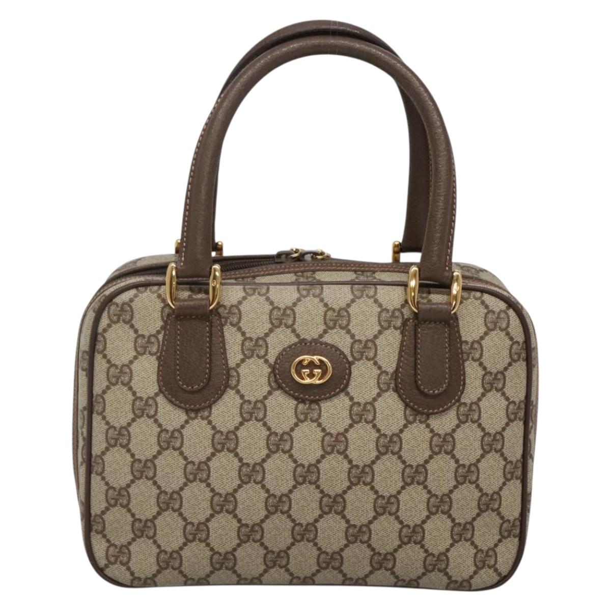 GUCCI GG Supreme Hand Bag PVC Beige Gold 000 58 6090 Auth SW1472