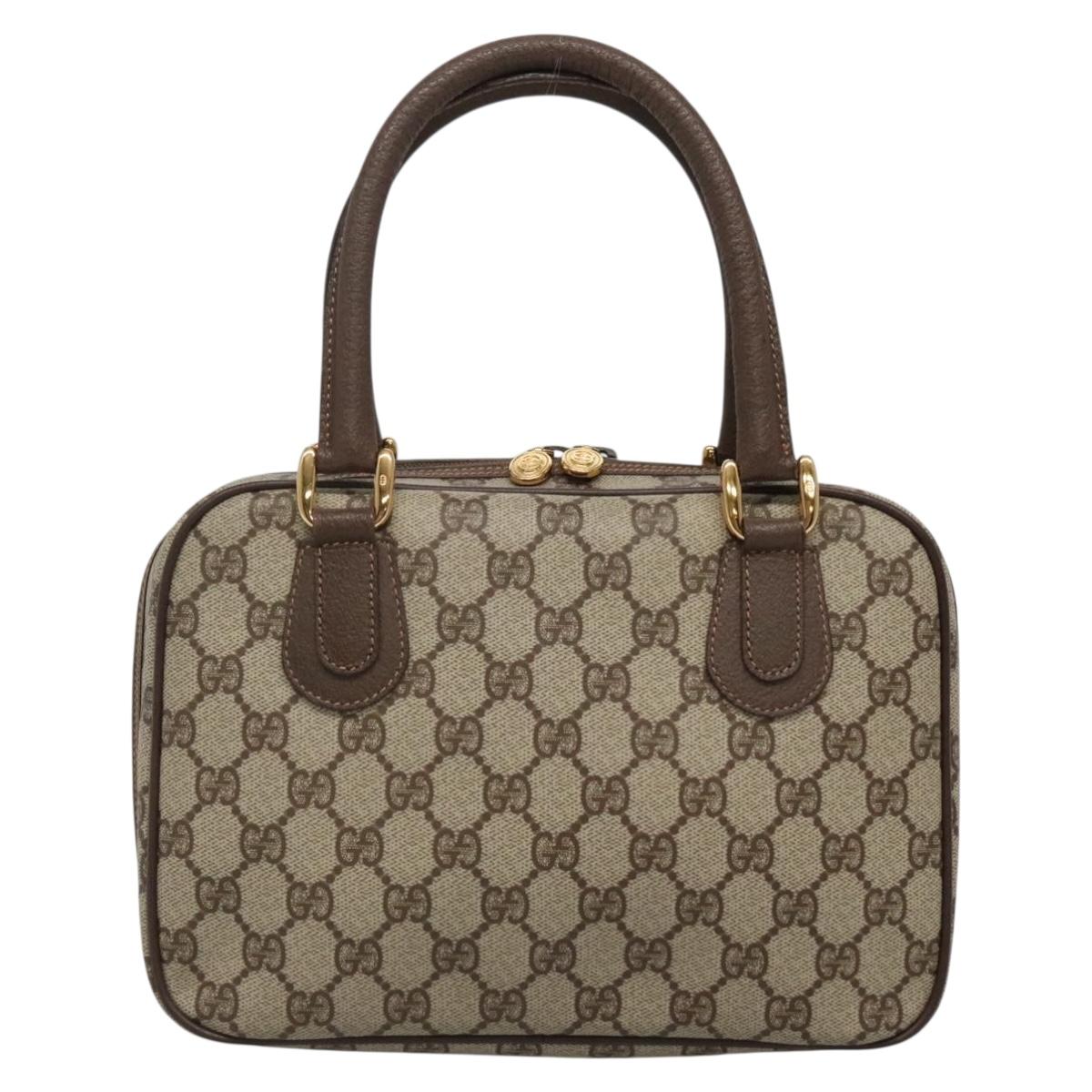 GUCCI GG Supreme Hand Bag PVC Beige Gold 000 58 6090 Auth SW1472