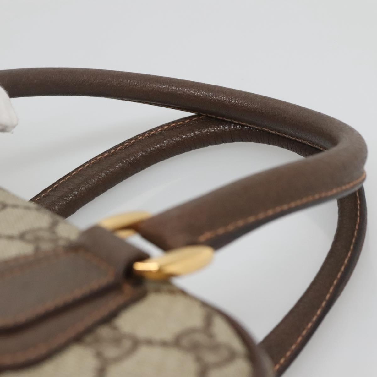 GUCCI GG Supreme Hand Bag PVC Beige Gold 000 58 6090 Auth SW1472