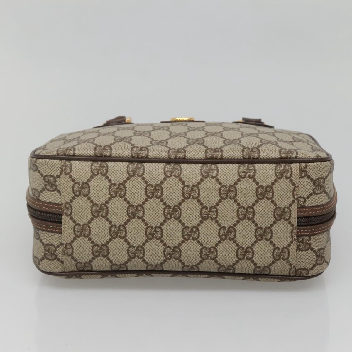 GUCCI GG Supreme Hand Bag PVC Beige Gold 000 58 6090 Auth SW1472