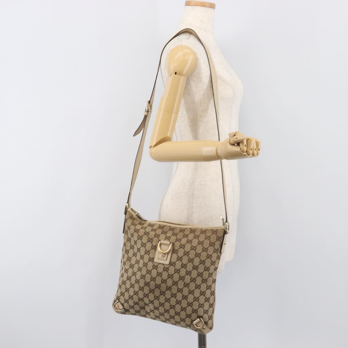 GUCCI GG Canvas Abbey Shoulder Bag Beige Gold 131326 Auth SW1474