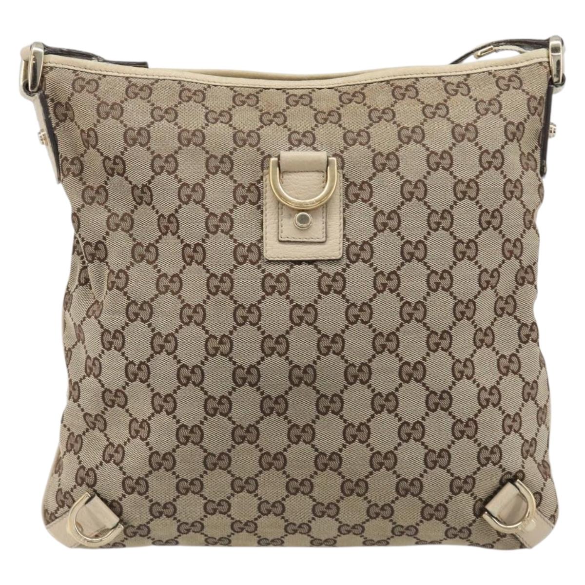 GUCCI GG Canvas Abbey Shoulder Bag Beige Gold 131326 Auth SW1474