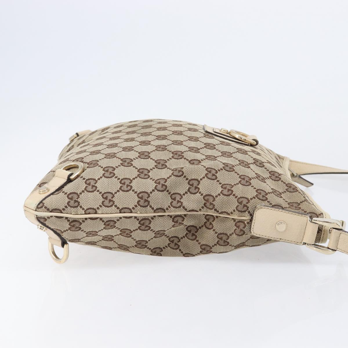 GUCCI GG Canvas Abbey Shoulder Bag Beige Gold 131326 Auth SW1474