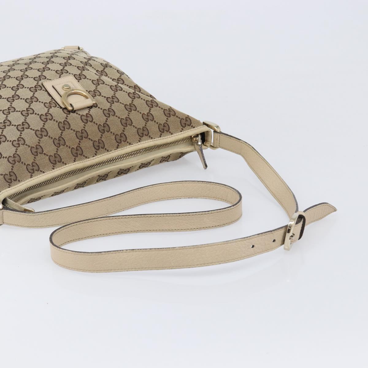 GUCCI GG Canvas Abbey Shoulder Bag Beige Gold 131326 Auth SW1474