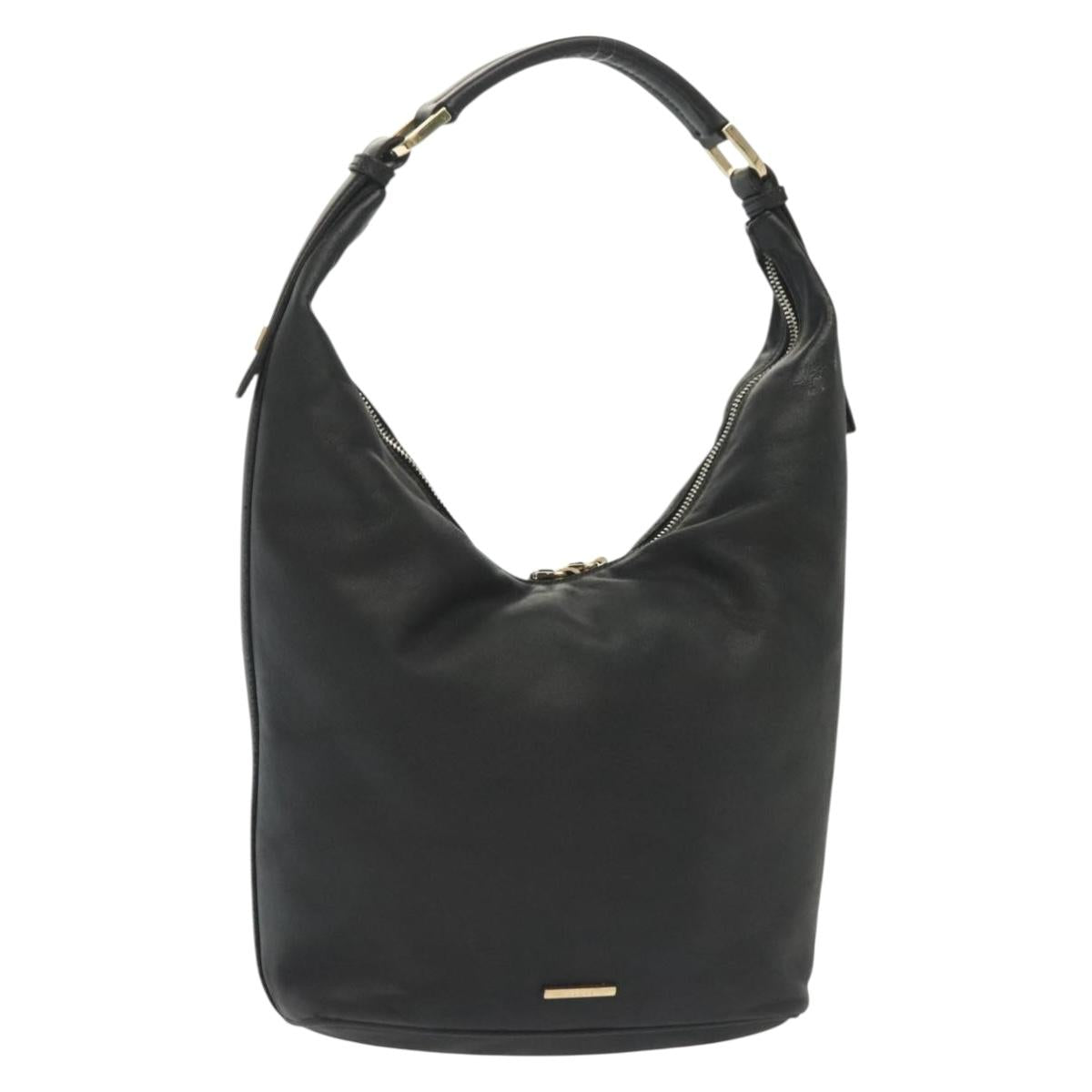 GUCCI Shoulder Bag Leather Black Gold 73885 Auth SW1477
