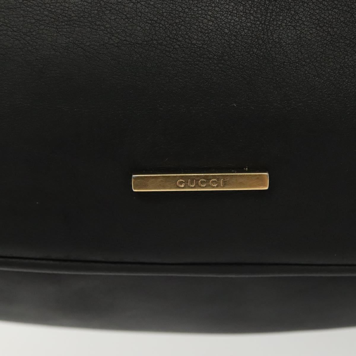 GUCCI Shoulder Bag Leather Black Gold 73885 Auth SW1477