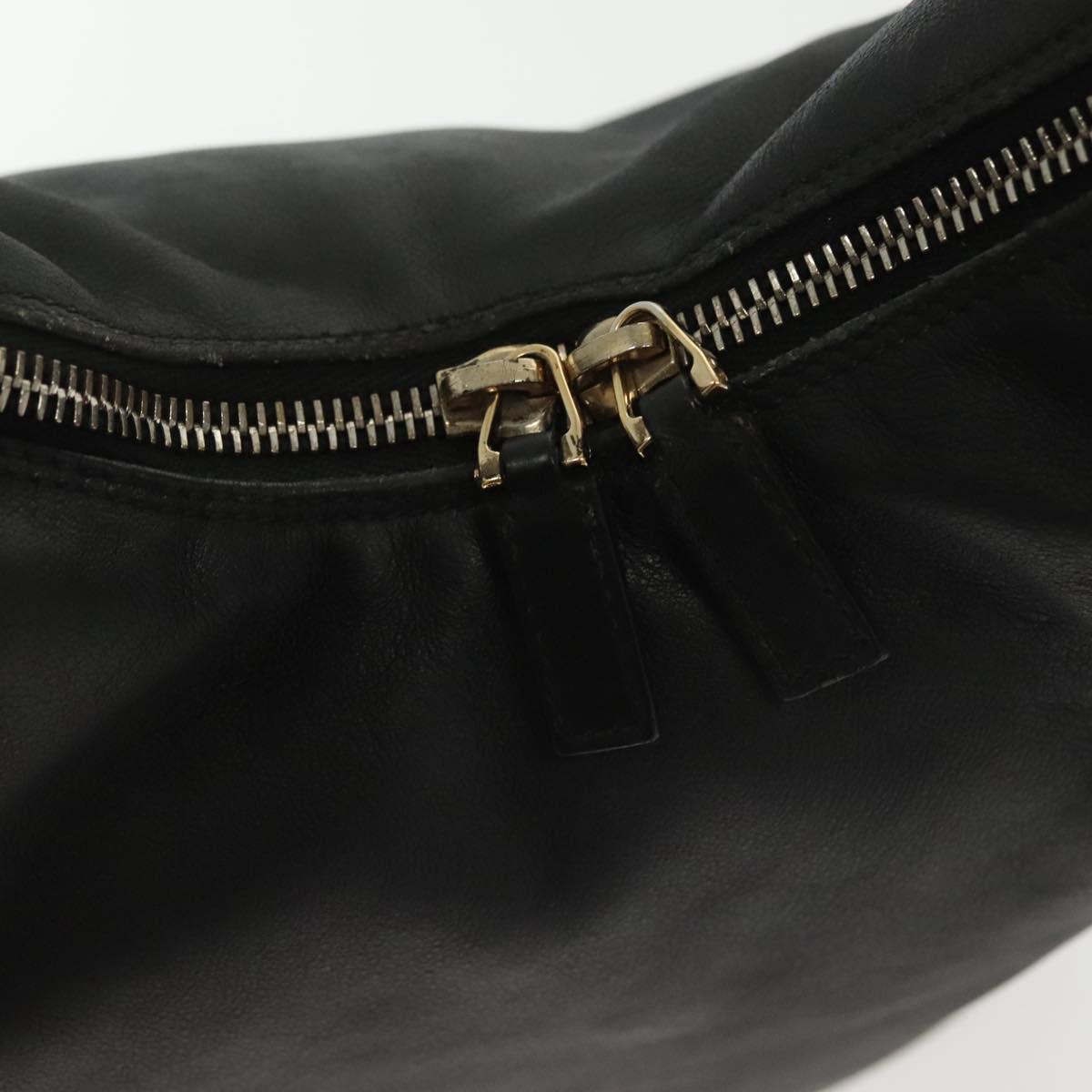 GUCCI Shoulder Bag Leather Black Gold 73885 Auth SW1477