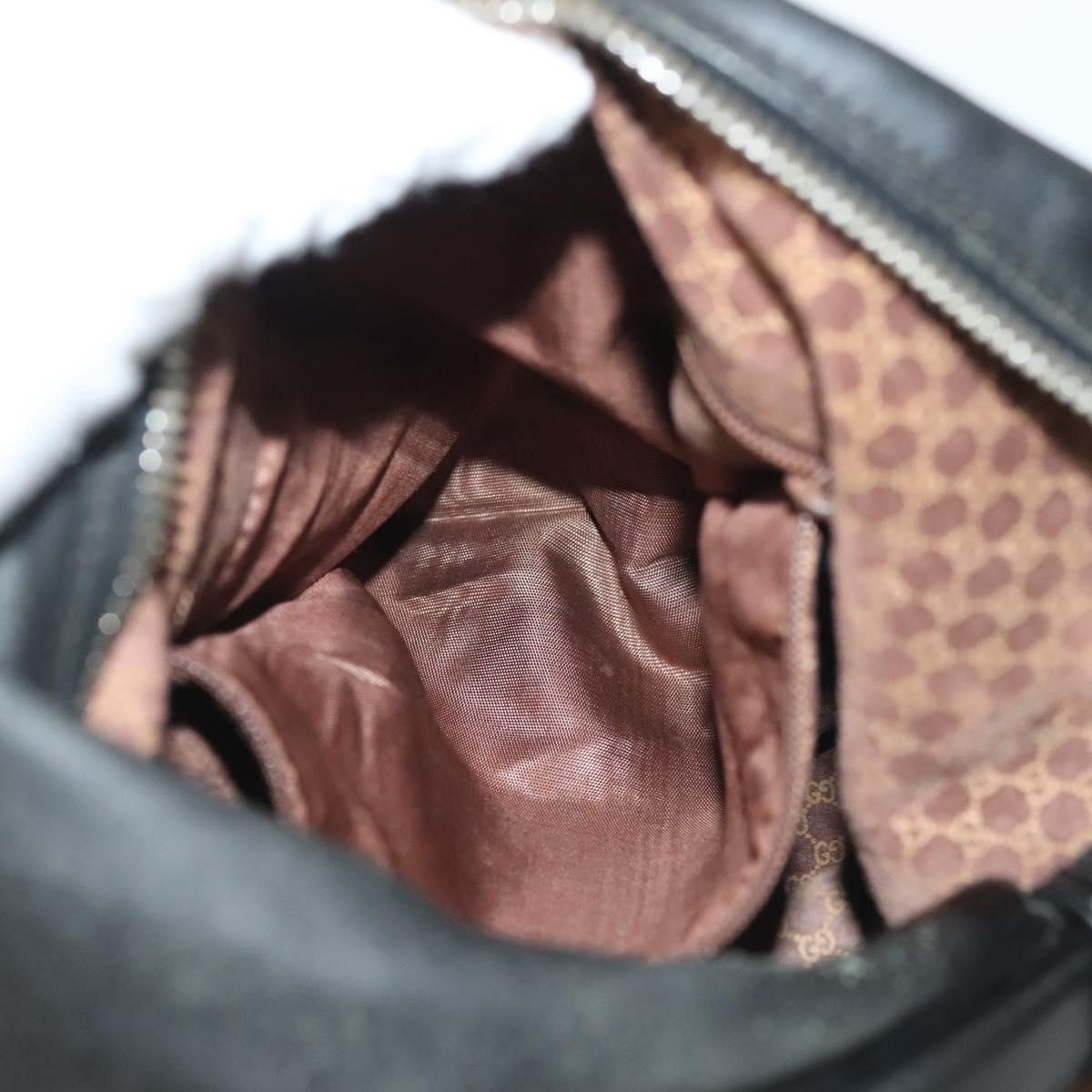 GUCCI Shoulder Bag Leather Black Gold 73885 Auth SW1477
