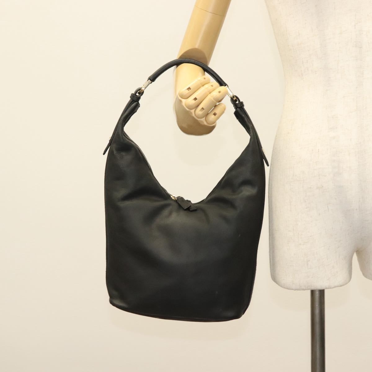 GUCCI Shoulder Bag Leather Black Gold 73885 Auth SW1477